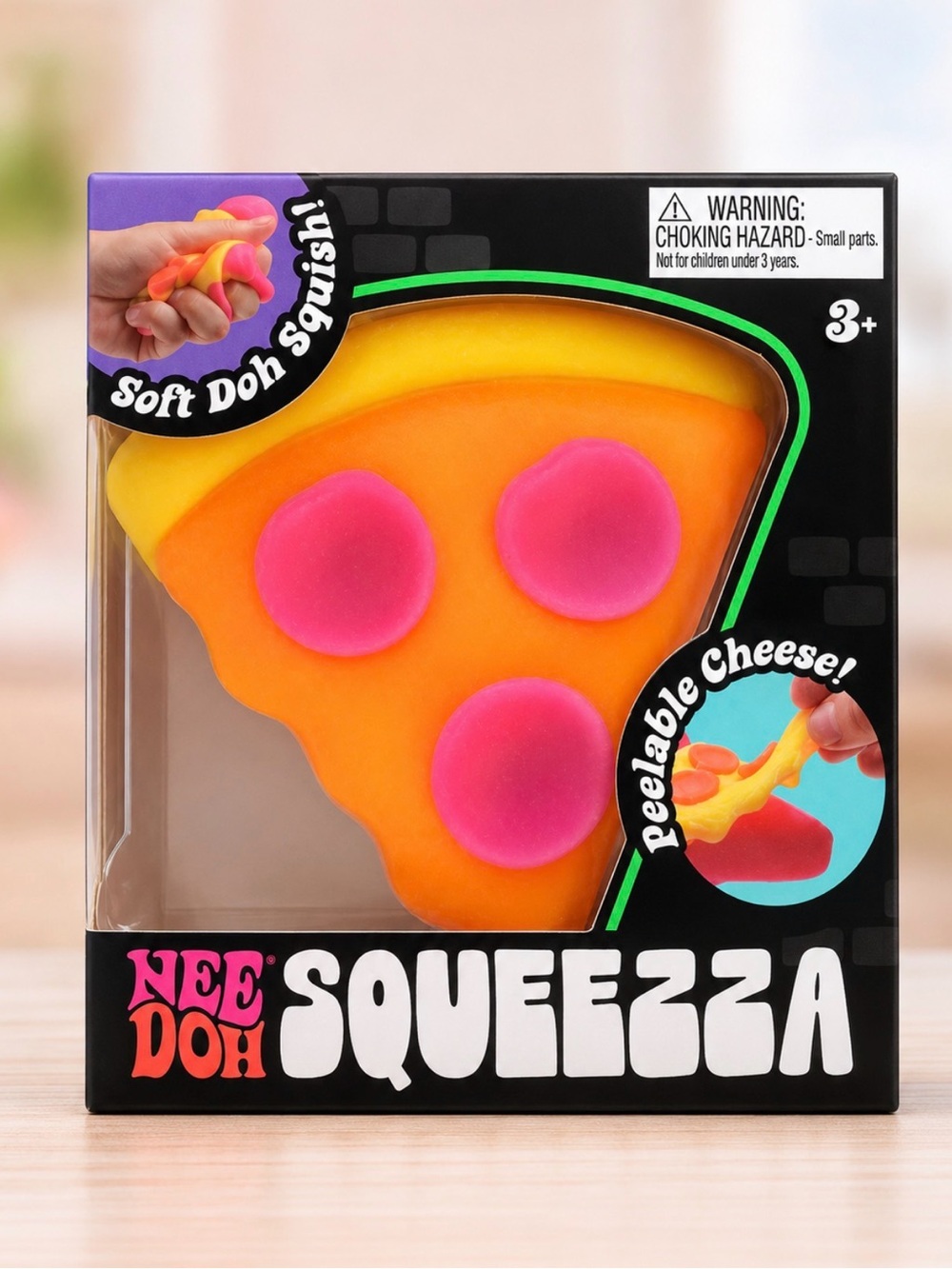 Squeezza Pizza Toy - Orange with Pink Toppings